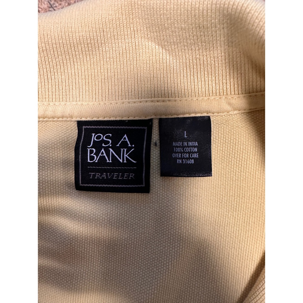 Jos A Bank Traveler Collection Polo Shirt Mens Large Yellow 100% Cotton Pique - Picture 10 of 10